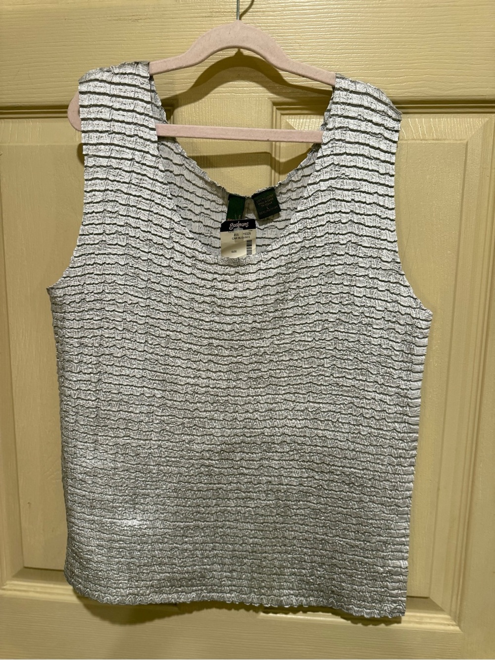 Sere Nade Silver Metallic Ribbed Sleeveless Tank